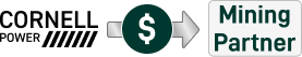 Arrow with dollar sign pointing from Mining Partner to Cornell Power